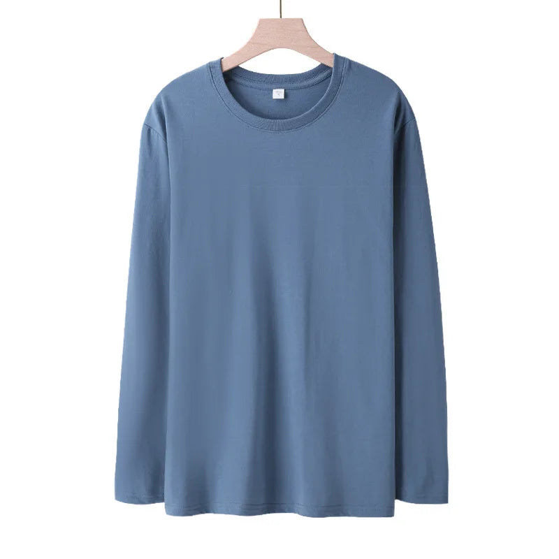 New Spring Autumn Fashion Solid T Shirt Men Oversized Hip Hop Long-Sleeve Casual Crew Neck T Shirt Wholesale