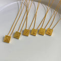 SC Tarnish Free 18K Gold Plated Square Letter Pendant Necklace Stackable Stainless Steel Nameplate Initial Necklace for Women