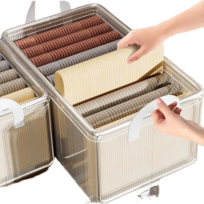 Transparent Foldable Household Storage Box New Multifunctional Plastic Basket with Steel Frame Support Clothes Storage Basket