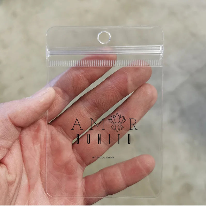 Custom Logo PVC Zip Seal Plastic Pouch Bag Hanger Hole Spare Button Replace Neck Label for Convenient Storage Jewelry Garments