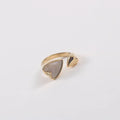 Fenny 18K Gold Plated Wholesale Waterproof Elegant Two Love Heart Opening Stainless Steel Finger Ring Trend for Women