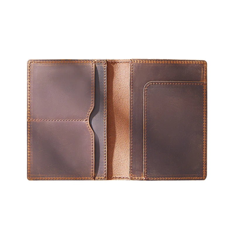 Wholesale Custom Crazy Horse Leather Travel Passport Cover Slim Card Holder Genuine Leather Passport Holder