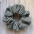 Custom Black & White Houndstooth Patterned Scrunchie Sewing Hair Clip Gift for Her
