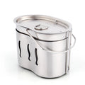 750ml Stainless Steel Lunch Box with Folding Handles Water Cup Mess Tin and Lid for Outdoor Camping Canteen Stove Set