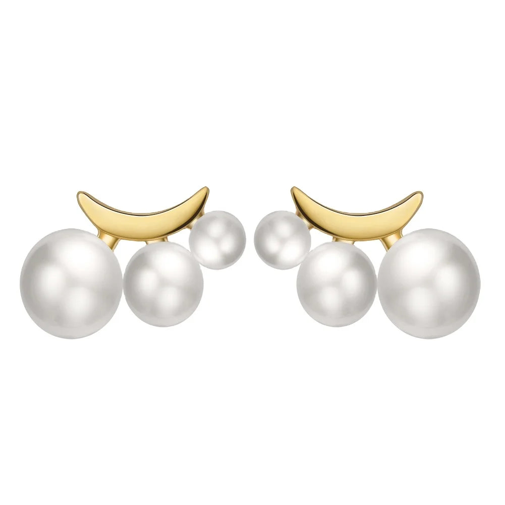 RINNTIN GPE27 Trendy Jewelry Cultured Pearls Stud Earrings 925 Silver 14K Gold Plated Freshwater Pearls Earings for Women