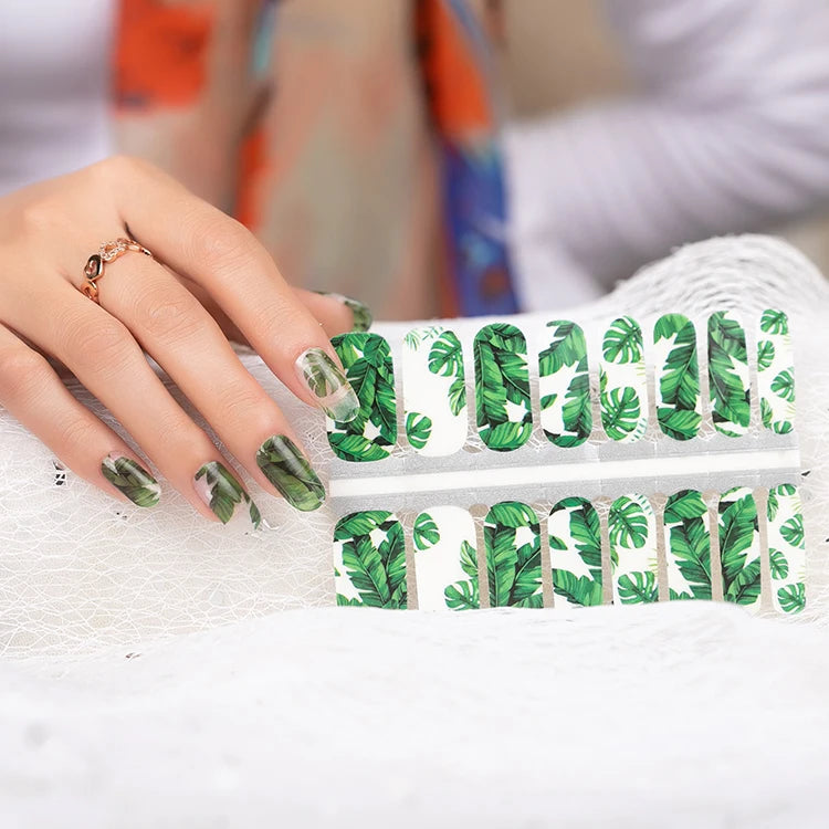 Huizi Trending Wholesale French Waterproof Heart Design 3D Nail Wraps Summer Semi-cured Self-adhesive Custom-made Nail Zb MegaBDM