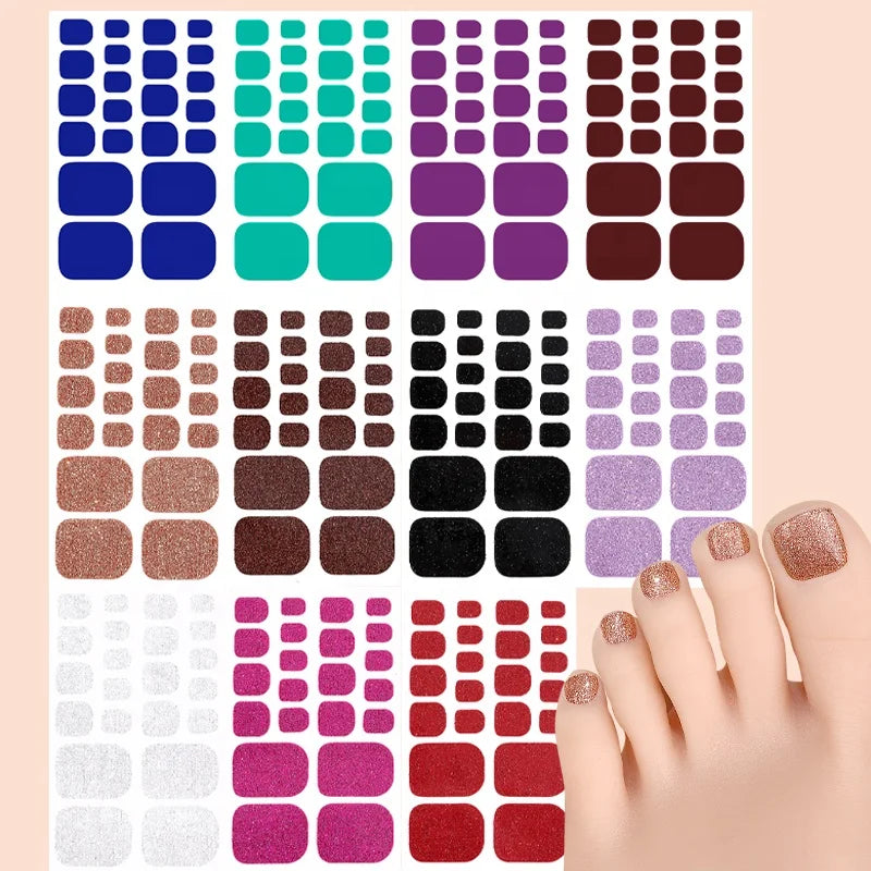 24Pcs Colorful Toe Nails Full Cover UV Top Coat Covered False Gel Nails Foot Art Tips Sets for Women Teens Girls