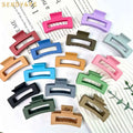 Fashion Hot Sale 8.5cm Plastics Matte Hollow Rectangular Claw Clip Simple Solid Color Women Hair Claws