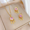 ODM High Quality 18k Gold Plated Stainless Steel Zircon Earrings Jewelry Luxury Geometric Zircon Necklaces for Women