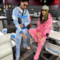 Custom logo Streetwear Zipper Zip up Hoodies Jacket Sweatsuit Set Vintage Acid Wash Flared Sweatpants and Hoodies Set