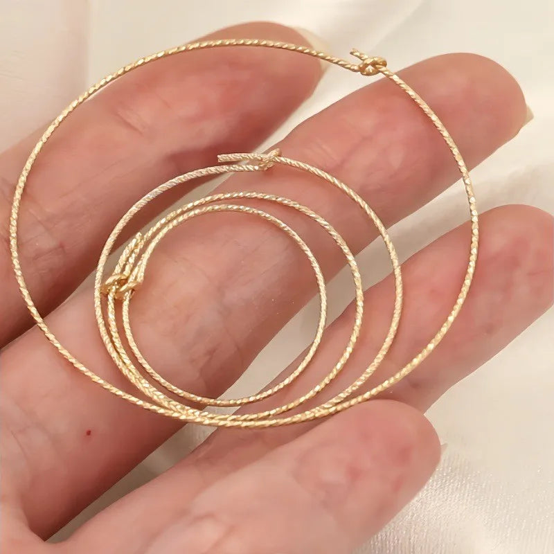 Hot 14K Gold Filled Sparkle Wire Hoop DIY Earrings Accessories Wholesale Shiny