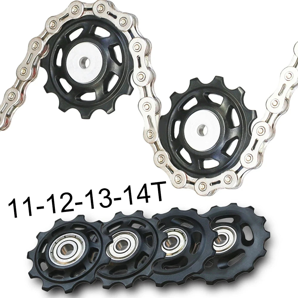 11T 12T 13T 14T Bearing MTB Road Bike Rear Guide Wheel Jockey Derailleur Pulley Roller for Repair Kit Black Lightweight