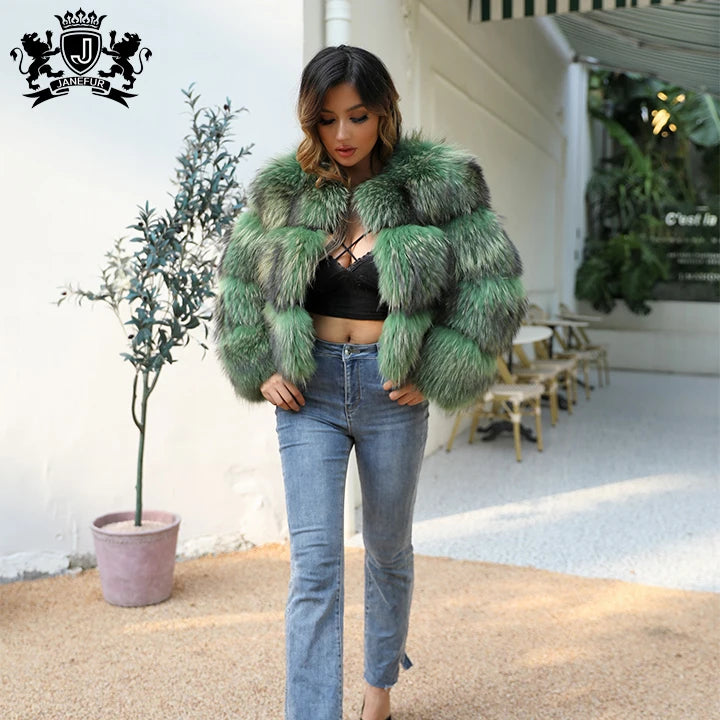 Fur Coat Vendors Warm Genuine Crop Top Fur Coat Luxury Women Lady Winter Raccoon Fur Coat