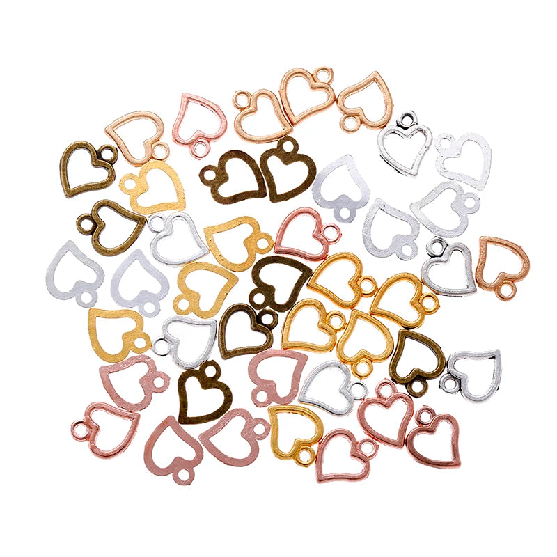 YuenZ 500pcs/bag 6Color Hearts Charms Metal Pendants for Jewelry Making Necklace Bracelet Jewelry Findings 10*8mm A48