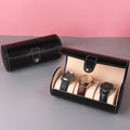 Smart Microfiber PU Leather Velvet Round Travel Watch Box Case for 3 Watches