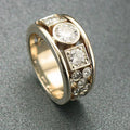 CAOSHI Vintage Style Geometric Design Cubic Zirconia Wide Band Rings for New Trendy Gold Plated CZ Fashion Jewelry Rings for Men
