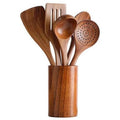 Wholesale 7pcs Teak Wood Nonstick Cookware Kitchen Tools Utensils Set for Cooking