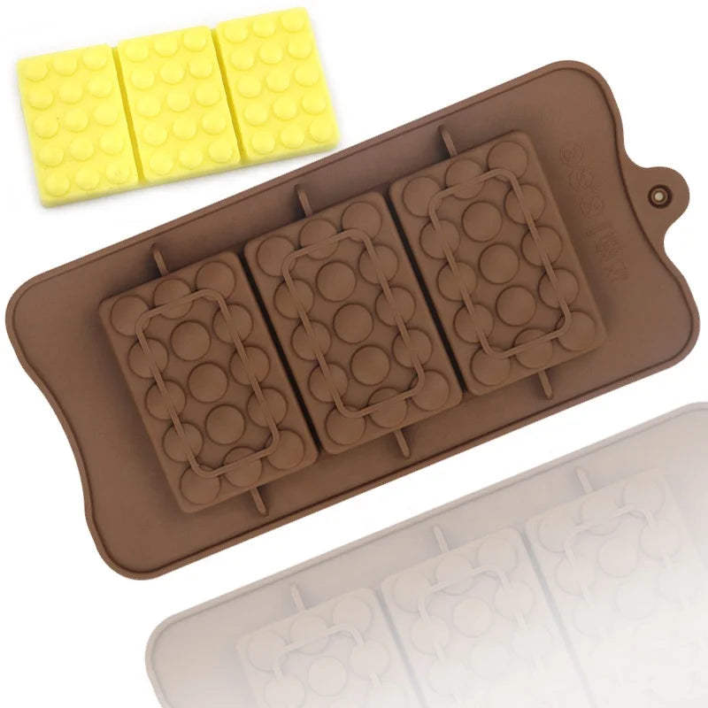 1037 Factory Free Sample Full Page 3 Cavities square Round Baking Mold Silicone Chocolate Mold Hand Make Diy Chocolate Baker