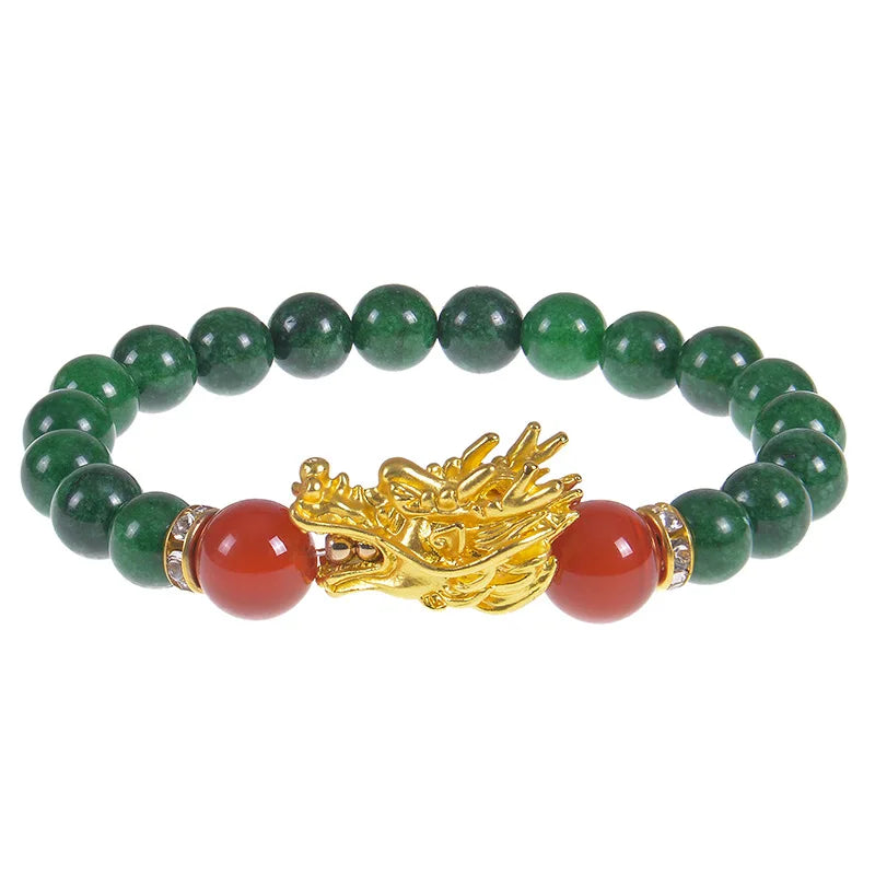 2024 Dragon Year Gifts Fengshui Red Agate Jade Bead Bracelet Healing Natural Crystal Bead Dragon Bracelets for Women Men
