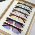 2024 Classic Golden Leopard Head Alloy Metal Animal Sunglasses American Gradient Lens Fashion Rectangular Shades Rimless