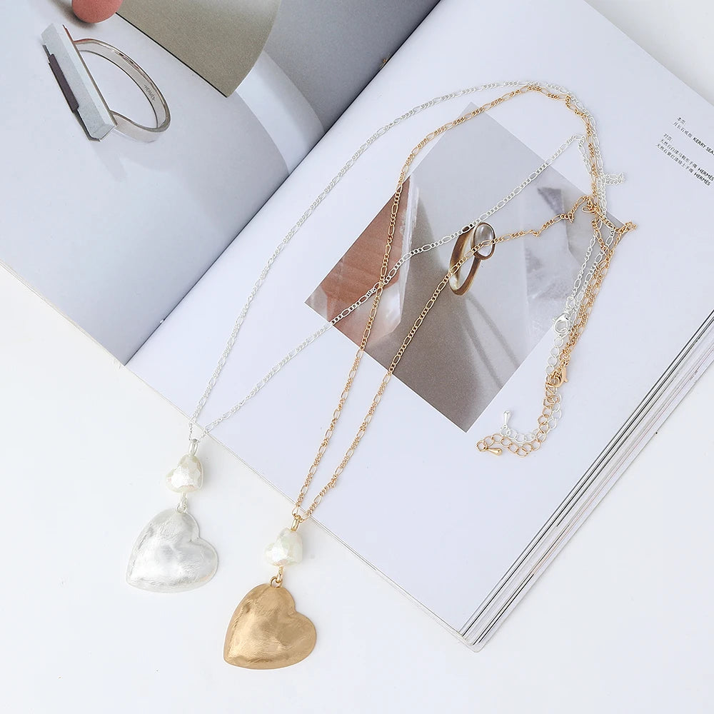 TongLing European Gold Plated Necklace Valentines Day Gift Heart Necklace for Women Pendant Necklace