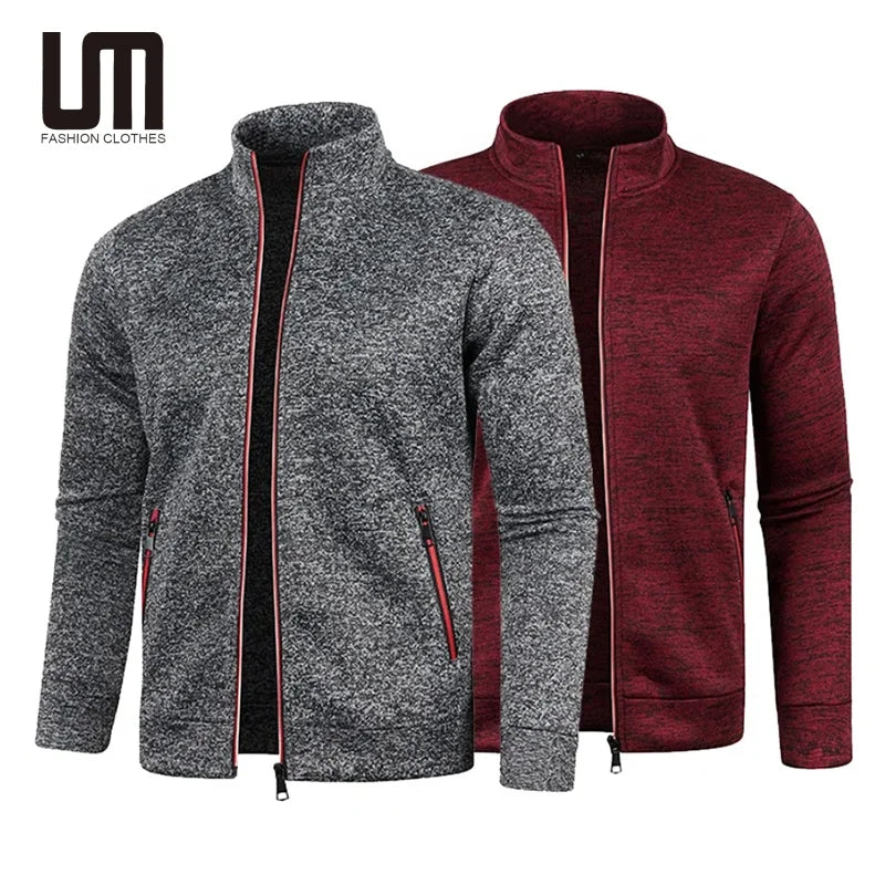 Liu Ming Cheap Wholesale Autumn Hot Selling Men Causal Stand Collar Slim Fit Knitted Plus Size Sweaters Jacket Coats