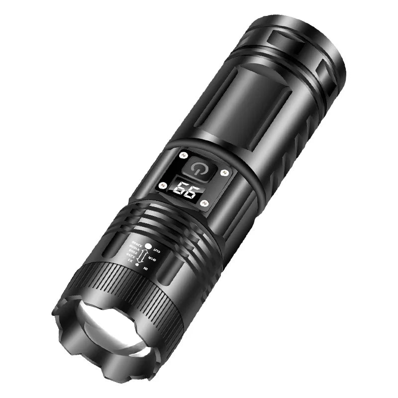 High Strong Power Led Flashlights Tactical Emergency Spotlights Telescopic Zoom Built-in Battery USB Rechargeable Camping Torch