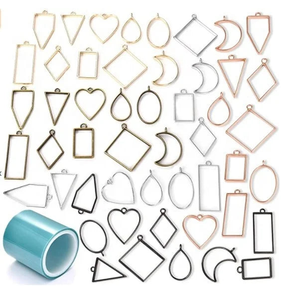 Jewelry Geometric Irregular Frame DIY 304 Stainless Steel Hollow Bottom Bracket AB Adhesive Pendant Frame Accessories Offset