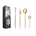 24PCS Luxury Classic Design Portuguese Stainless Steel Gold Mirror Polish Flatware Set for Wedding