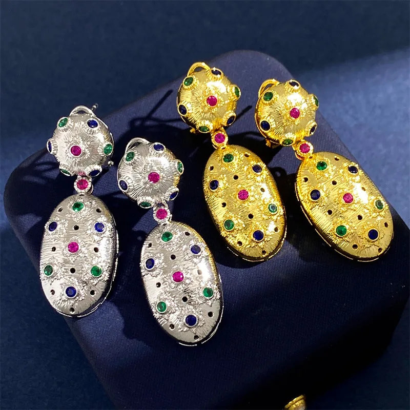 Classic Arrivals Vintage Fashion Jewelry for Women Crystal Rhinestone Anniversary 18k Gold Plated Tassel Fine Jewelry Earrings
