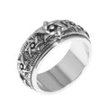 New Arrival S925 Sterling Silver Rotatable Buddhism Ring Vintage Men's Six-pointed Star Auspicious Cloud Religious Jewelry