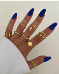 Tarnish Free Stainless Steel Bijoux Gold Plated Fashion Personality Zircon Cross Charm Rings