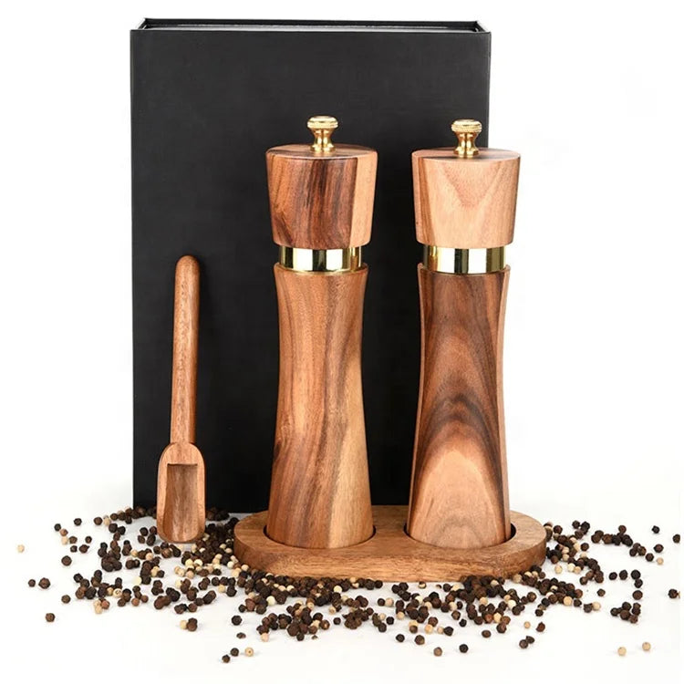 Contemporary Adjustable Ceramic Core 8 Inch Wood Kitchen Manual Salt and Pepper Grinder Mill