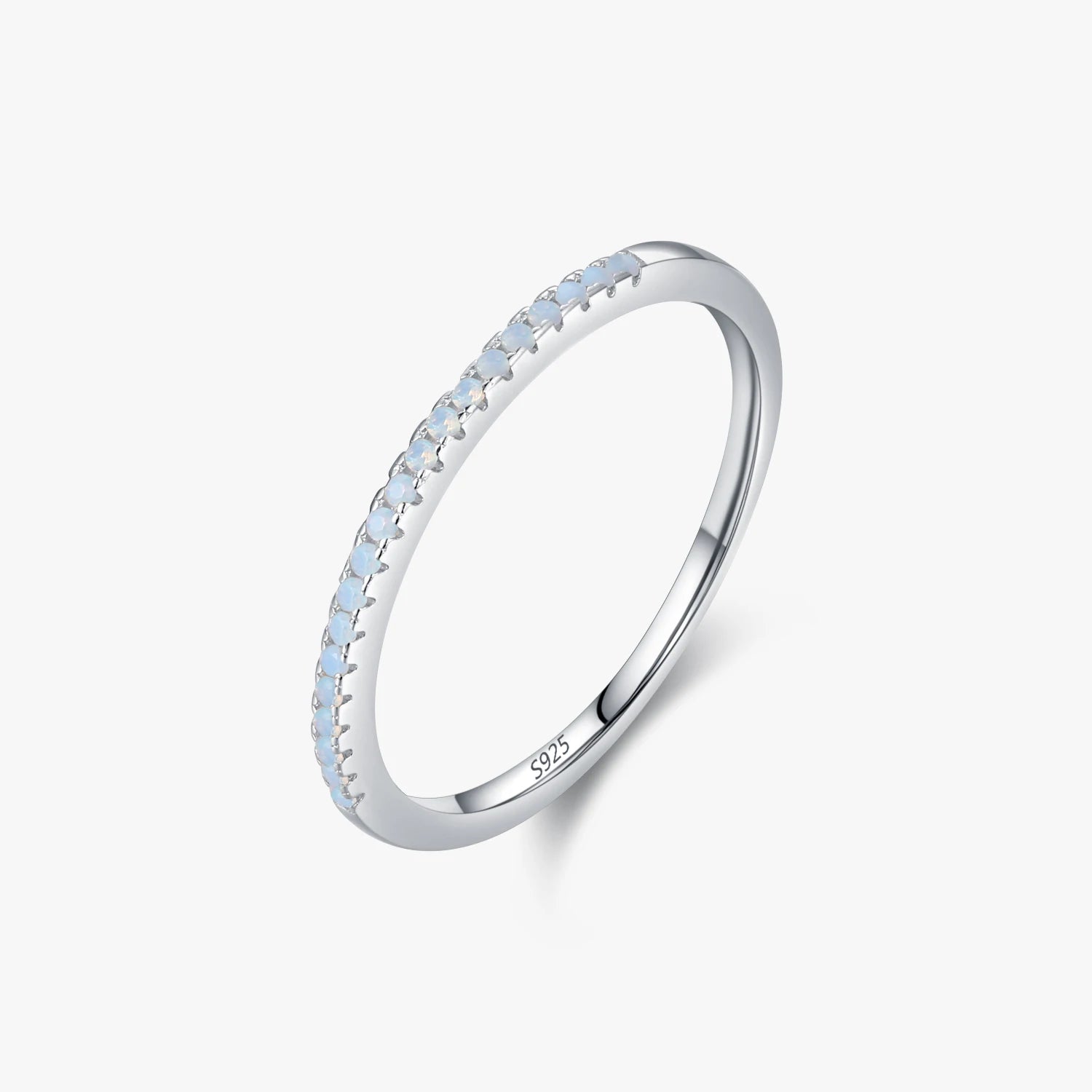 Fine Fashion Jewelry Accessories 925 Sterling Silver Delicate Blue Crystal Stackable Thin Slim Rings for Women