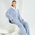 Luxury Pure Color Coral Fleece Pajamas Trousers Set Custom Couple Loungewear for Women