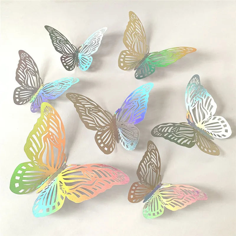 3D Adhesive Butterfly Wall Sticker Hollow Paper Design for Home Decor for Birthday Wedding Parties Cake Decorating