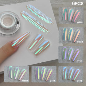 YOKEFELLOW GleamTap GT111-116 Nail Aurora Chrome Powder Set New Style Cushion Design for Nail Beauty Use