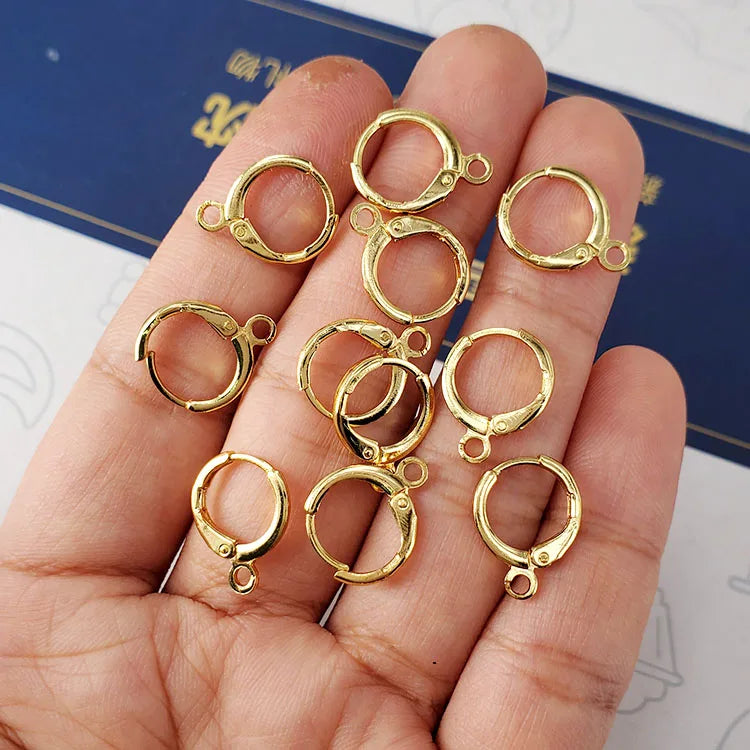 EK1009 Earring Findings 18K Gold Silver Plated French Hoop Leverback Earring Hooks Gold Plated Round Earwires Ear Wires Hooks