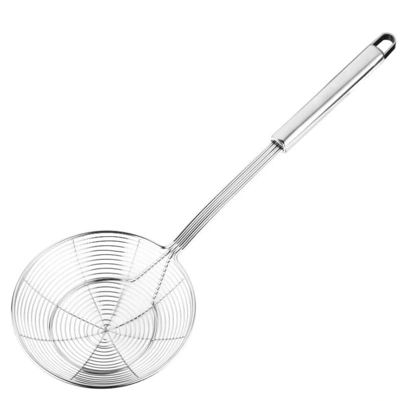 Stainless Steel Kitchen Utensils Wire Strainer Skimmer Ladle for Cooking and Frying Pasta Strainer Spoon Metal Material
