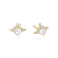 Charming Daily Commuting 925 Silver Cabochon Round 5mm Half Moon Cluster Halo Moonstone Women Stud Earrings