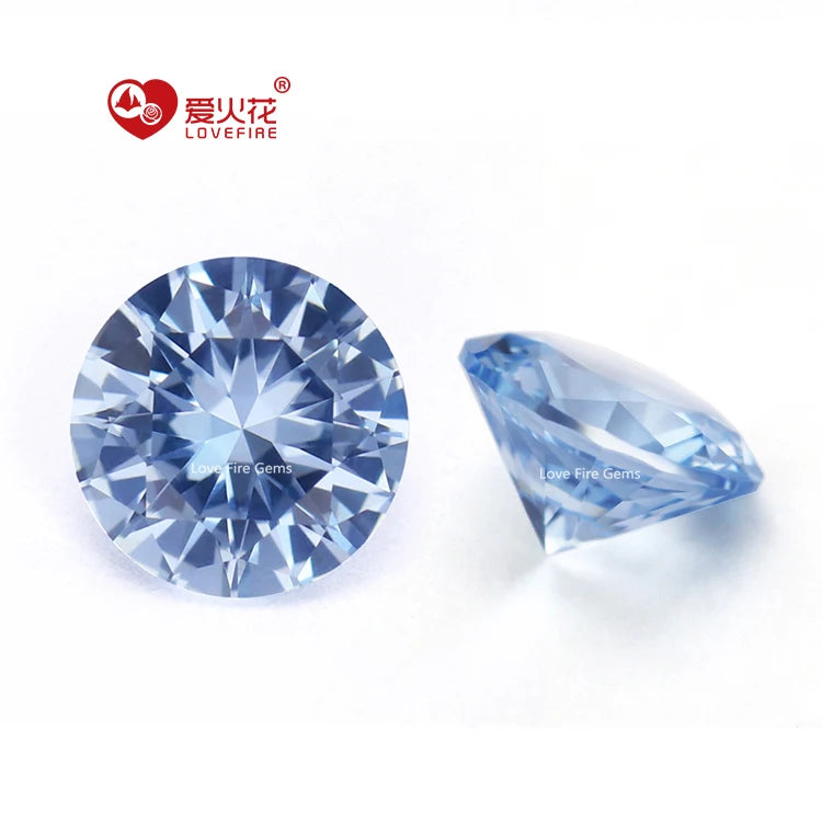 Wuzhou Gems Wholesale Price Synthetic Blue Spinel Corundum Loose Gemstones Round Brilliant 104# Blue Spinel Stone