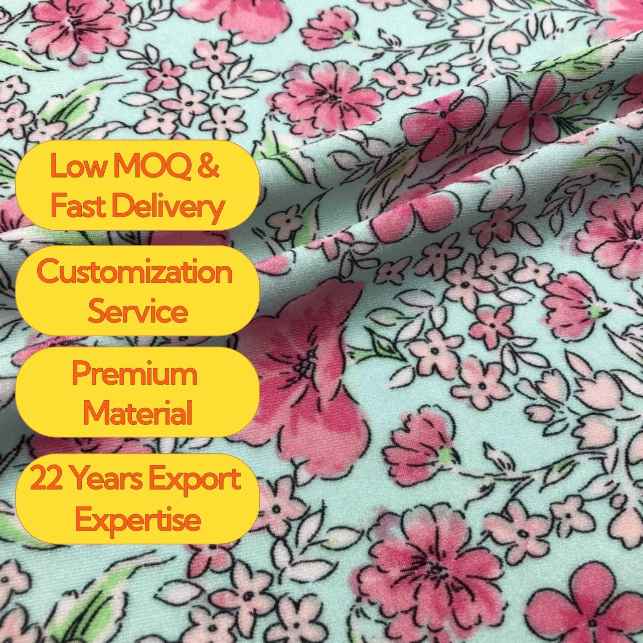 Shiny Floral Printed Polyamide 82 Elastane 18 Warp Knitted 4 Way Stretch Digital Print Swimwear Fabric for Bikini