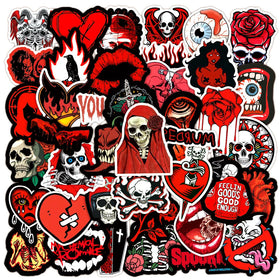 50pcs Dark Red Gothic Monster Eyeball Spookies Ghost Skeleton Sticker