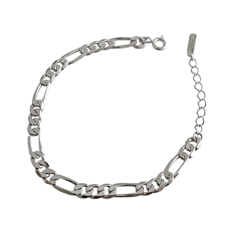Popular Simple Style Rhodium Gold Plated 925 Sterling Silver Link Chain Women Bracelet Jewelry