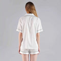 FUNG 3034  Lapel Pajamas Set Summer Women Sleeping Wear Short-sleeve Nightgown Pajama Night Suits for Women