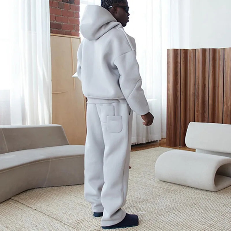 OEM Custom 100% Cotton Sun Faded Acid Wash Hoodie and Sweatpants Set Baggy Sweat Suit Tracksuit Men