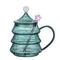 Hot Sale Christmas Clear Kids Glass Coffee Cup Reusable Heat Resistant Mugs With Lids Straws for Party