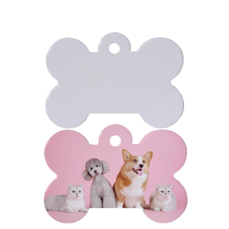 Diy Logo Sublimation Aluminum Dog Id Name Tag Pendant Double-Sided Heat Transfer Blanks Pet Dog Tag
