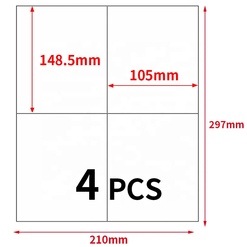 A4 Sheet Label 4up Sticker 8.5"x11" Label Sticker for FBA Label for Inkjet/laser Printer