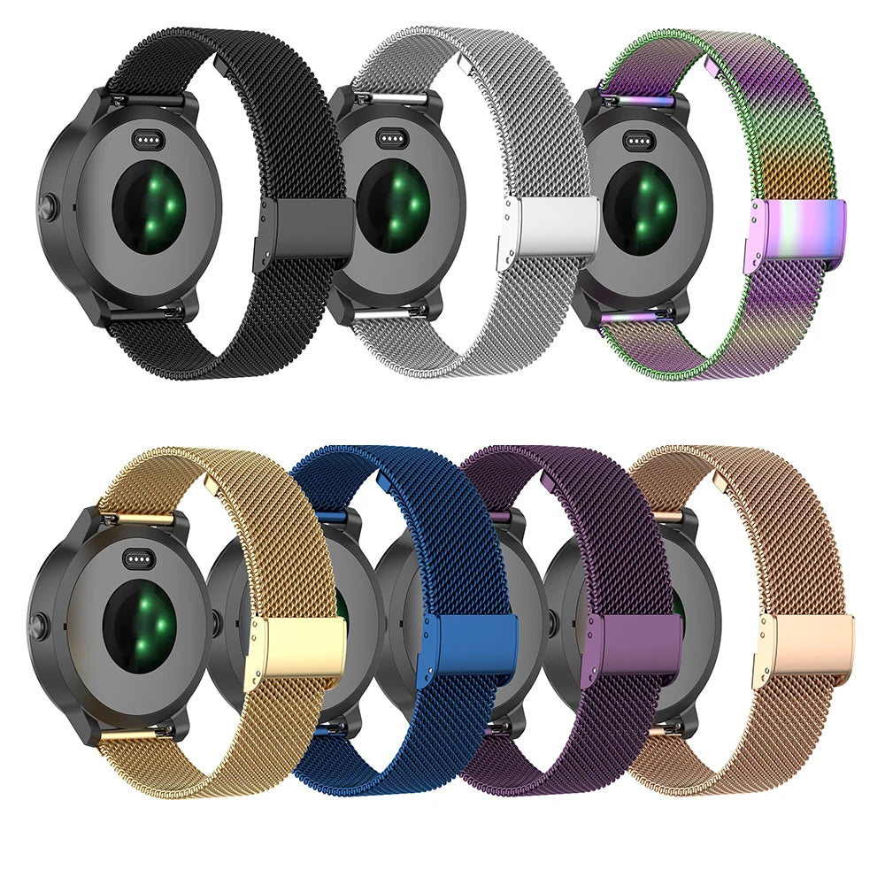 IVANHOE Steel Sport Magnetic Milanese Watch Strap Band for Garmin Vivoactive 4 /4S / 3 /Forerunner 245 245M Wristband 18 20 22MM